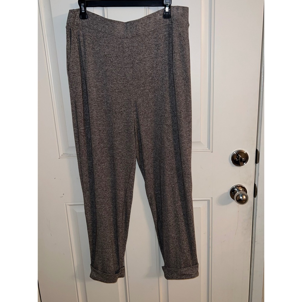 J. Jill Wearever Gray Knit Tapered Cuffed Pull On Pants Womens Large L Heathered